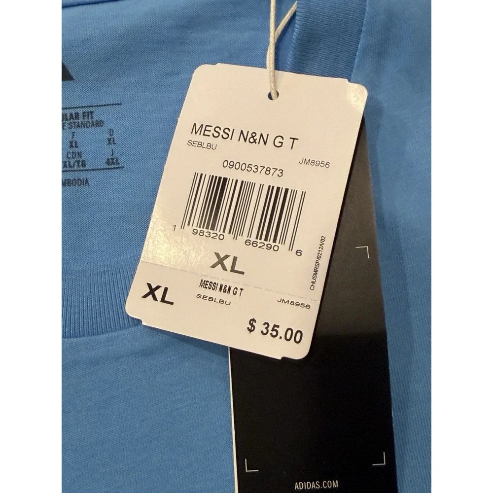 Adidas Messi Name Number Graphic Tee Semi Blue Burst JM8956 Mens XL NWT